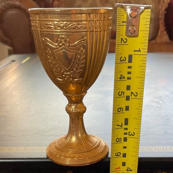 Vintage Corbell & Co. Gold Plated Mini Cordials Liqueur Set 2 Goblets 3.5” - Picture 3 of 9